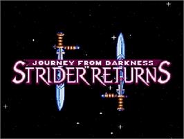 Title screen of Strider 2 on the Sega Genesis.