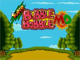 Title screen of Super Bubble Bobble on the Sega Genesis.