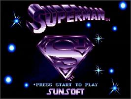 Title screen of Superman - The Man Of Steel on the Sega Genesis.
