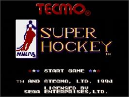 Title screen of Tecmo Super Hockey on the Sega Genesis.