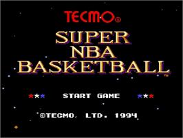 Title screen of Tecmo Super NBA Basketball on the Sega Genesis.