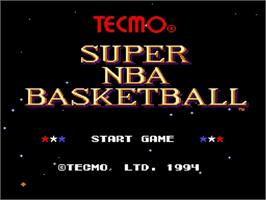 Title screen of Tecmo Super Nba Basketball on the Sega Genesis.