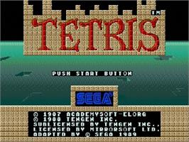 Title screen of Tetris on the Sega Genesis.