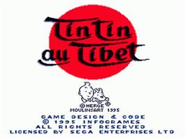 Title screen of Tintin Au Tibet on the Sega Genesis.