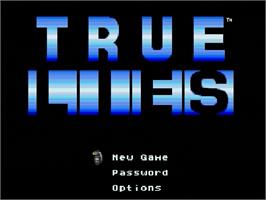 Title screen of True Lies on the Sega Genesis.