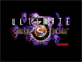 Title screen of Ultimate Mortal Kombat 3 on the Sega Genesis.