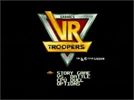 Title screen of Vr Troopers on the Sega Genesis.