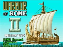 Title screen of Warrior of Rome 2 on the Sega Genesis.