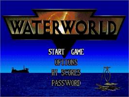 Title screen of Waterworld on the Sega Genesis.