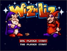 Title screen of Wiz 'n' Liz - The Frantic Wabbit Wescue on the Sega Genesis.