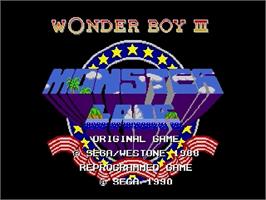 Title screen of Wonder Boy III - Monster Lair on the Sega Genesis.