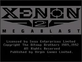 Title screen of Xenon 2: Megablast on the Sega Genesis.