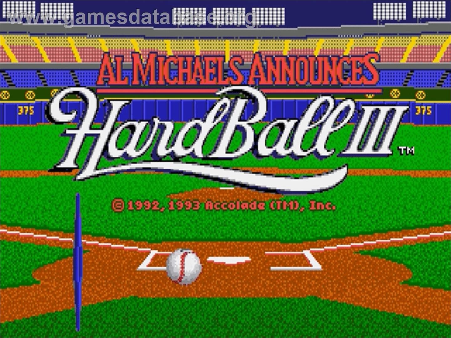 Al Michaels Announces Hardball 3 - Sega Genesis - Artwork - Title Screen