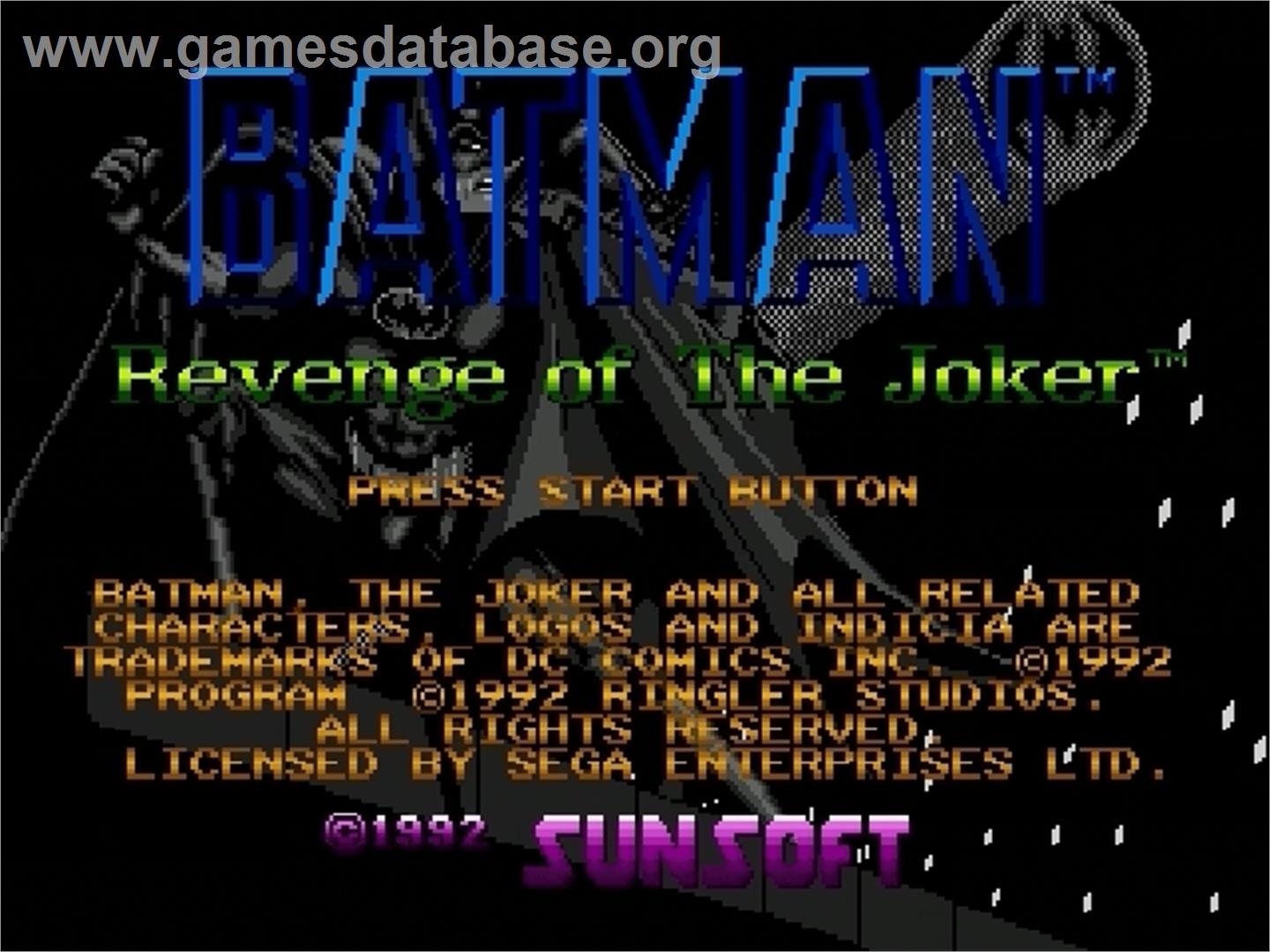 Batman - Revenge Of The Joker - Sega Genesis - Artwork - Title Screen