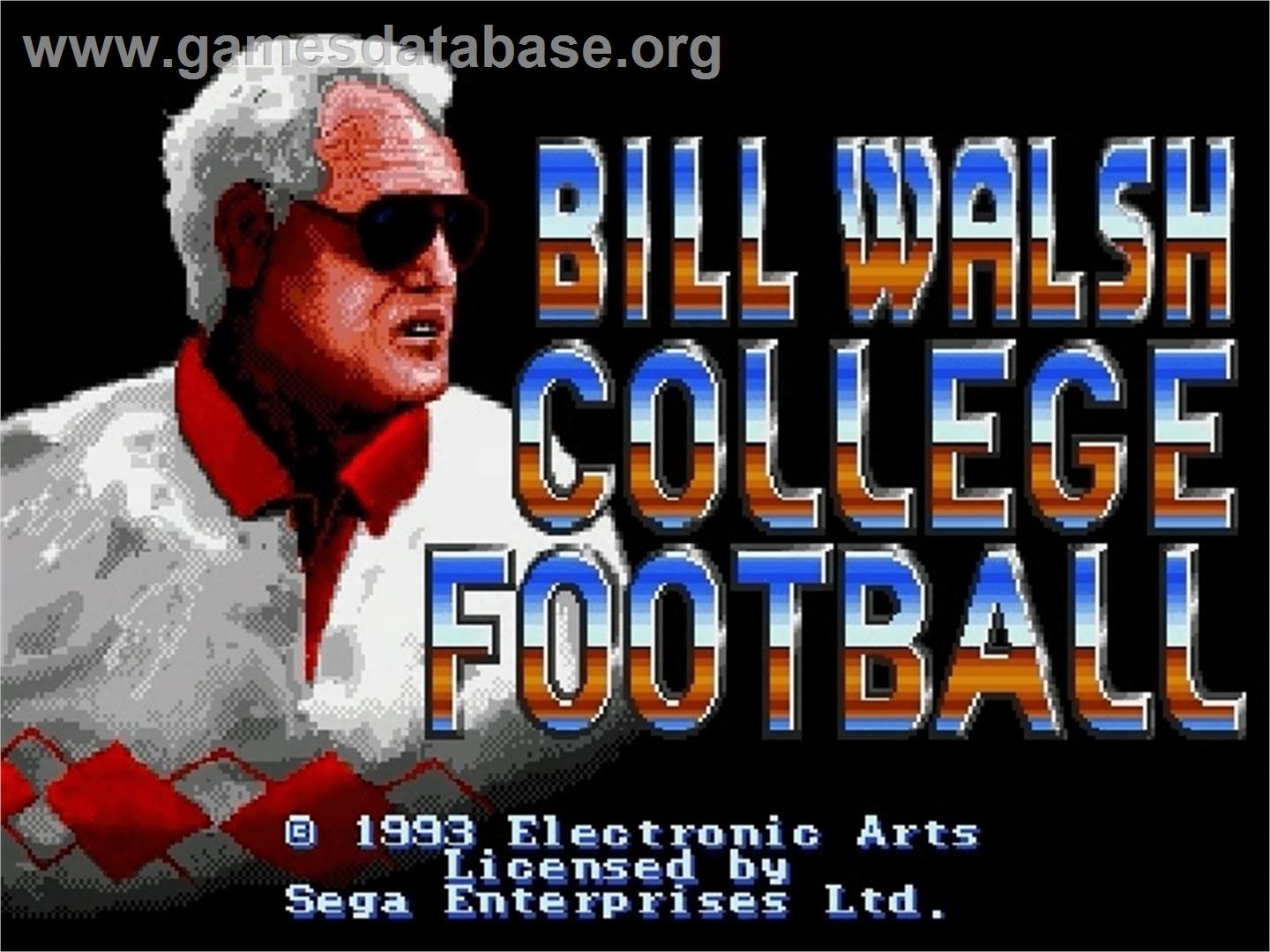 Bill Walsh College Football - Sega Genesis - Artwork - Title Screen