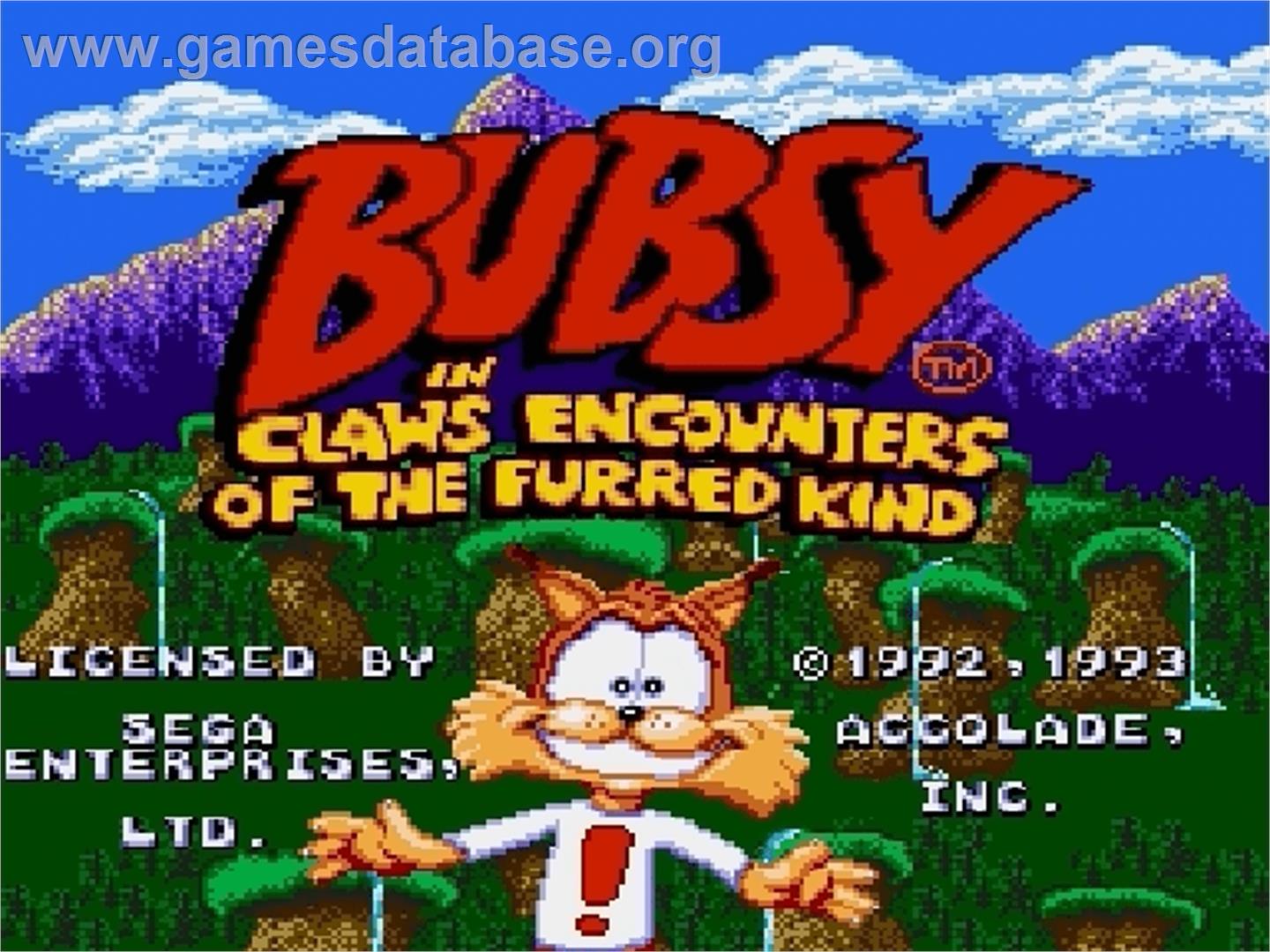 Bubsy in: Claws Encounters of the Furred Kind - Sega Genesis - Artwork - Title Screen
