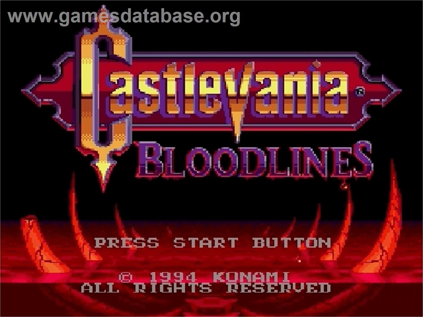 Castlevania Bloodlines - Sega Genesis - Artwork - Title Screen