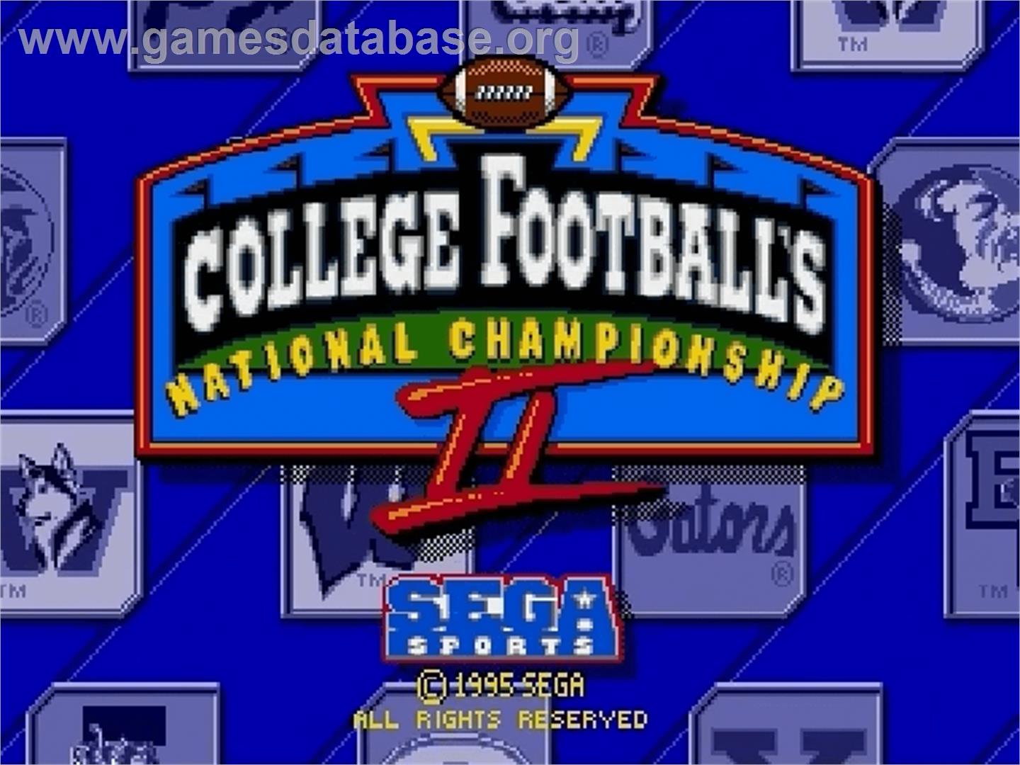 College Football's National Championship 2 - Sega Genesis - Artwork - Title Screen