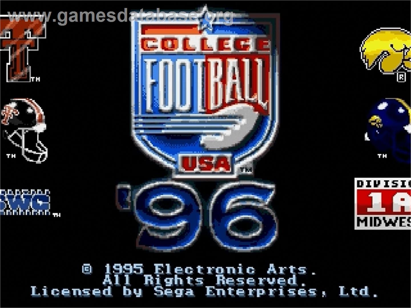 College Football Usa 96 - Sega Genesis - Artwork - Title Screen