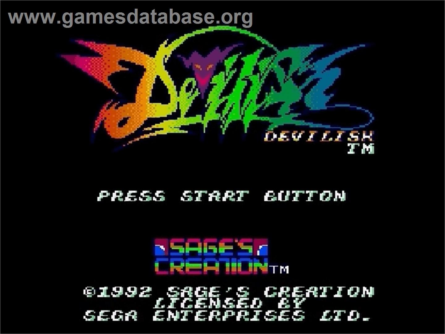 Devilish - Sega Genesis - Artwork - Title Screen