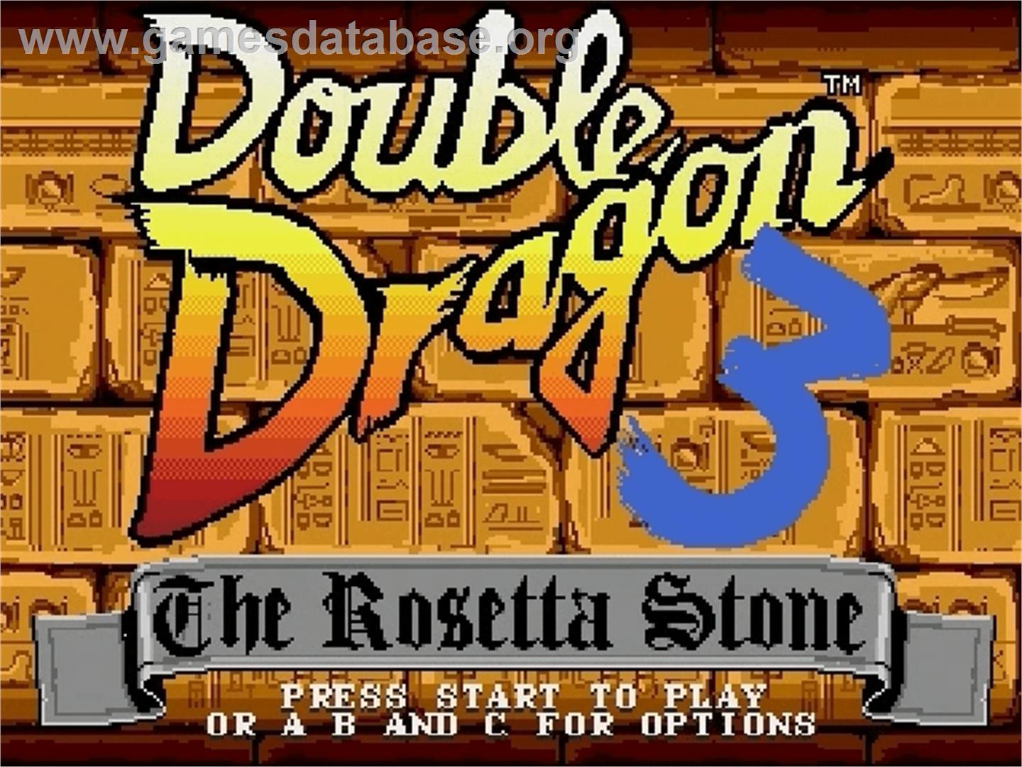 Double Dragon 3 - The Rosetta Stone - Sega Genesis - Artwork - Title Screen