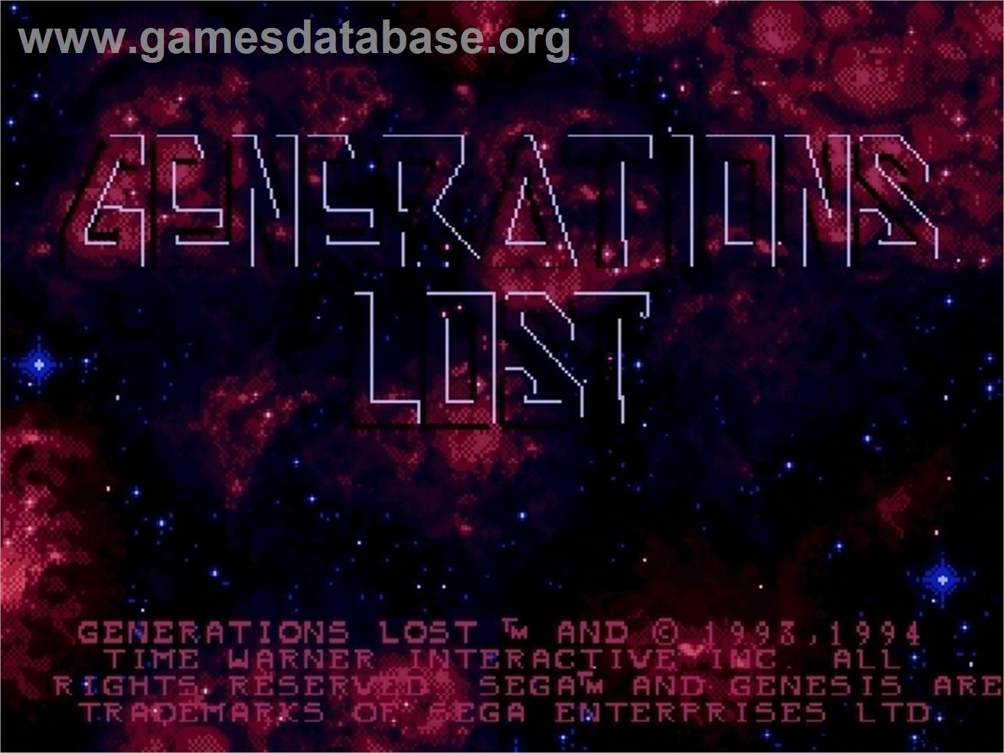 Generations Lost - Sega Genesis - Artwork - Title Screen