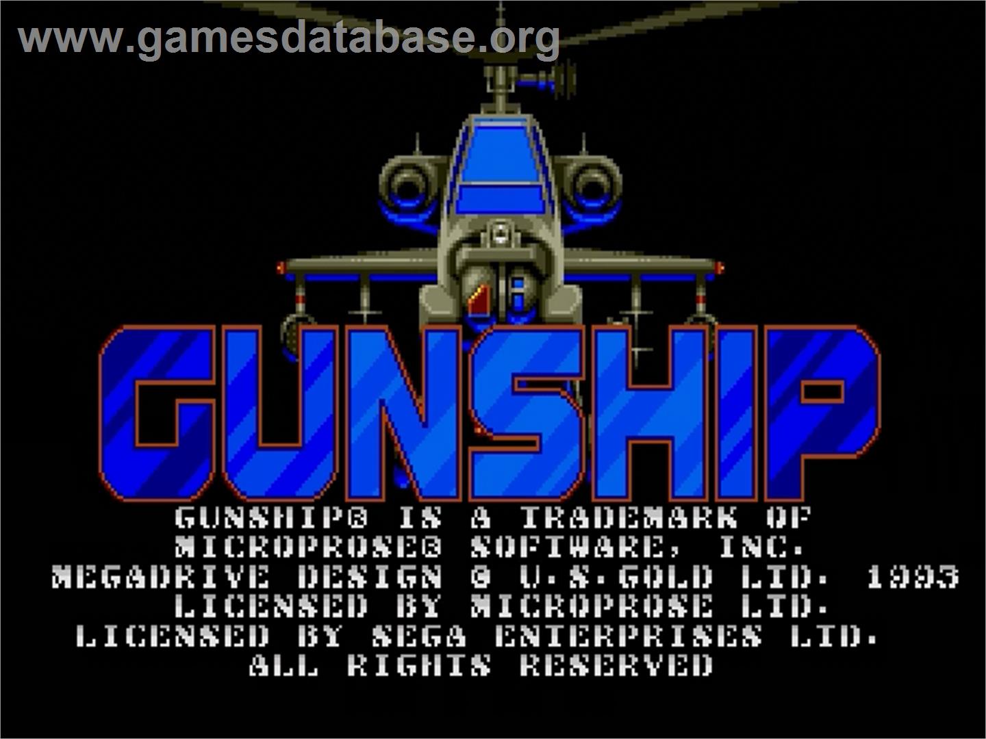 Gunship - Sega Genesis - Artwork - Title Screen