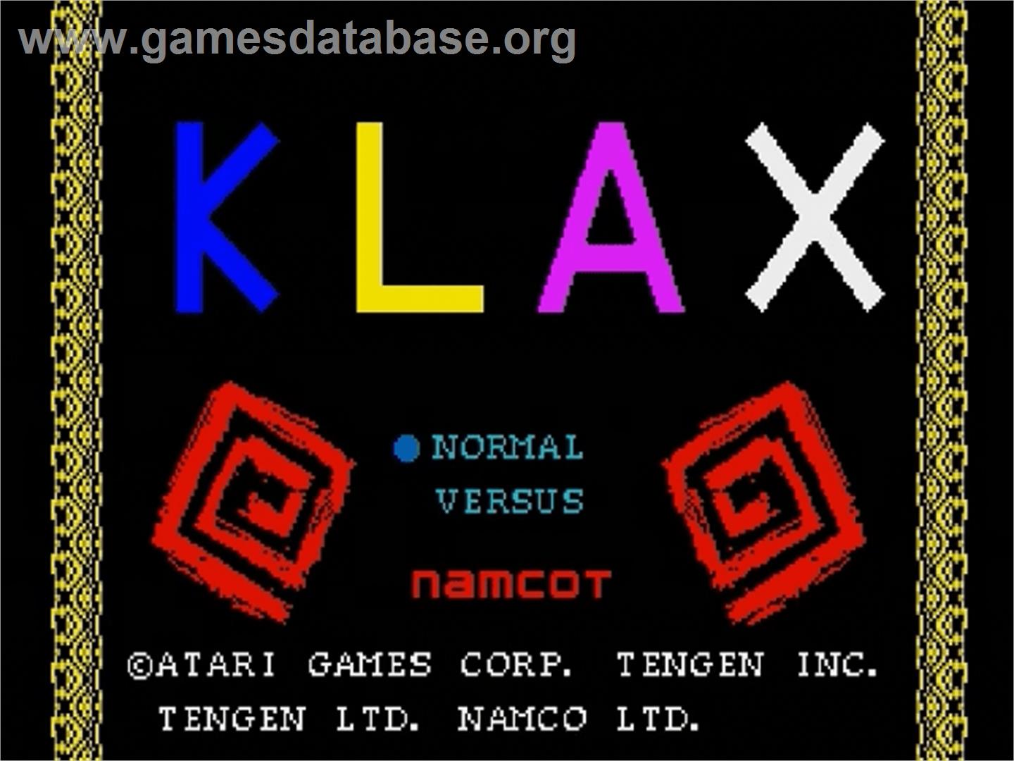 Klax - Sega Genesis - Artwork - Title Screen