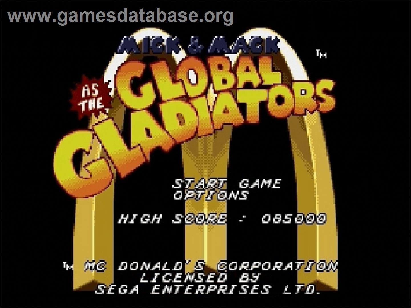 Mick And Mack As The Global Gladiators - Sega Genesis - Artwork - Title Screen