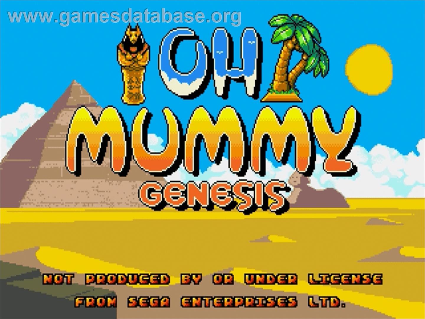 Oh Mummy Genesis - Sega Genesis - Artwork - Title Screen
