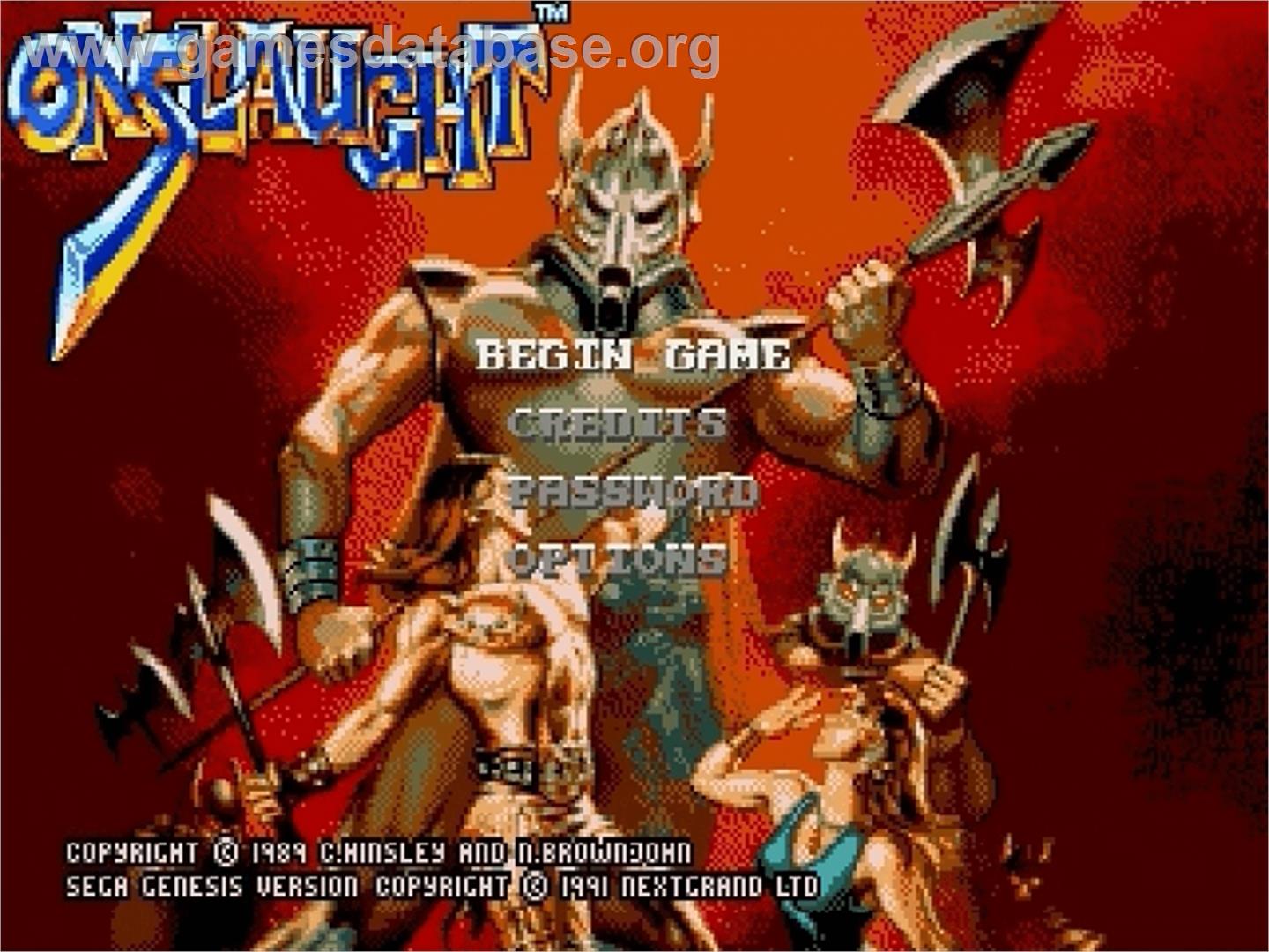 Onslaught - Sega Genesis - Artwork - Title Screen