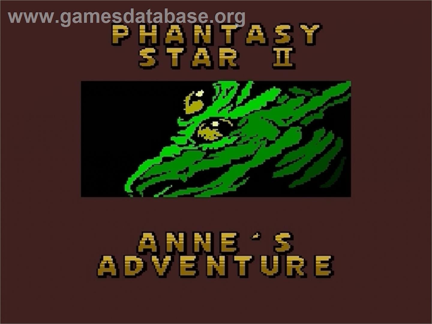 Phantasy Star 2 - Anne's Adventure - Sega Genesis - Artwork - Title Screen