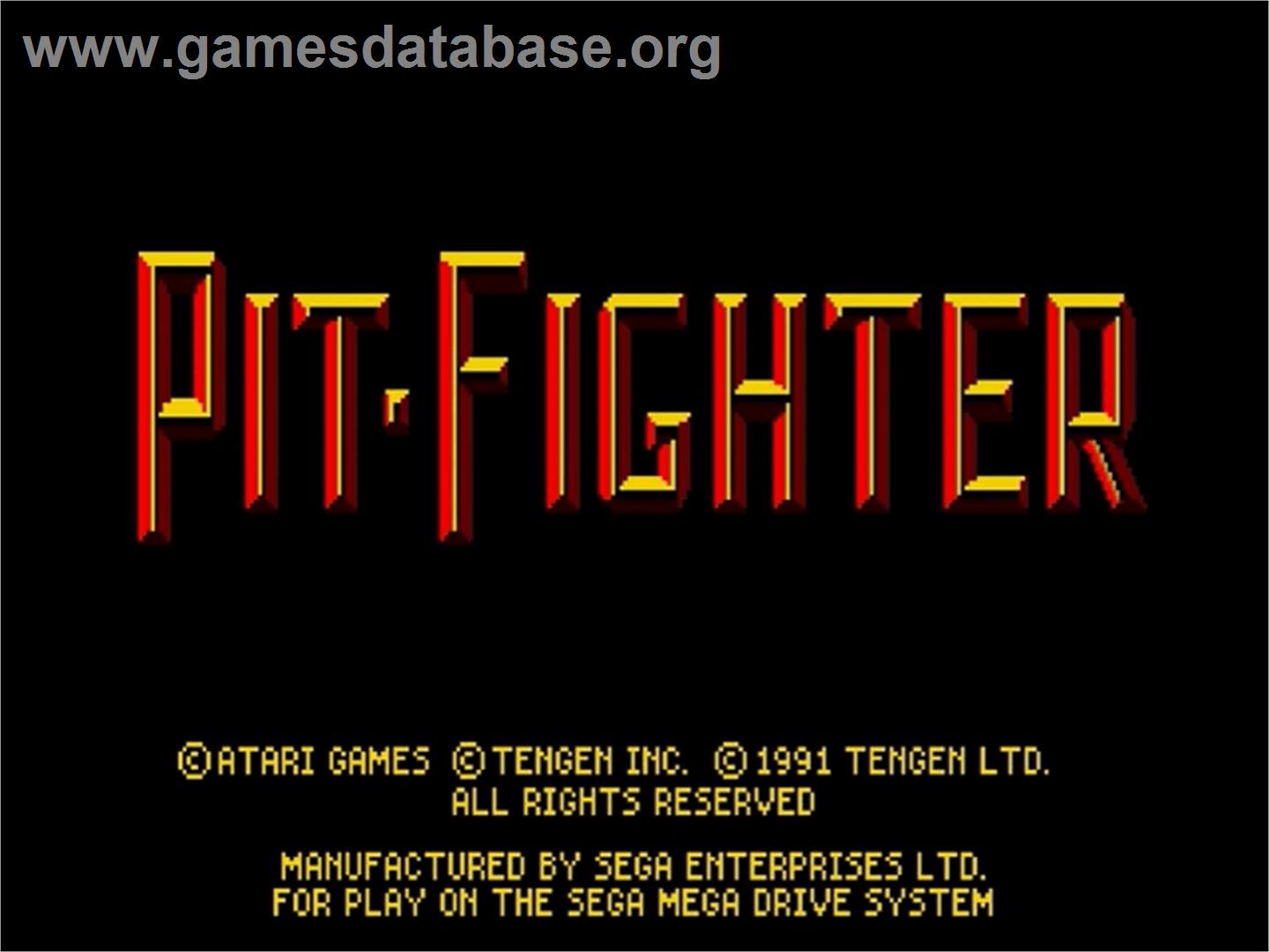 Pit Fighter - Sega Genesis - Artwork - Title Screen