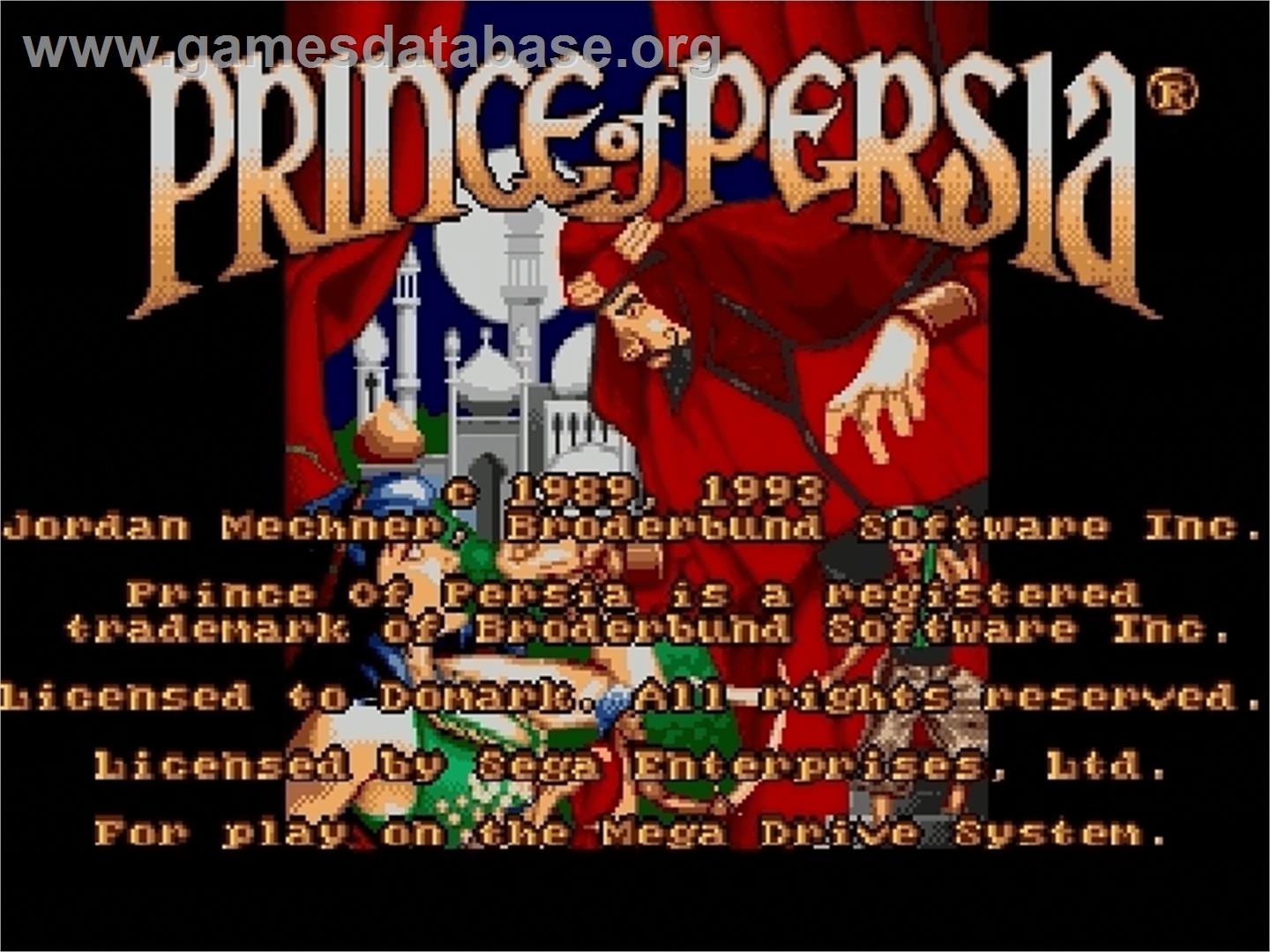 Prince Of Persia - Sega Genesis - Artwork - Title Screen
