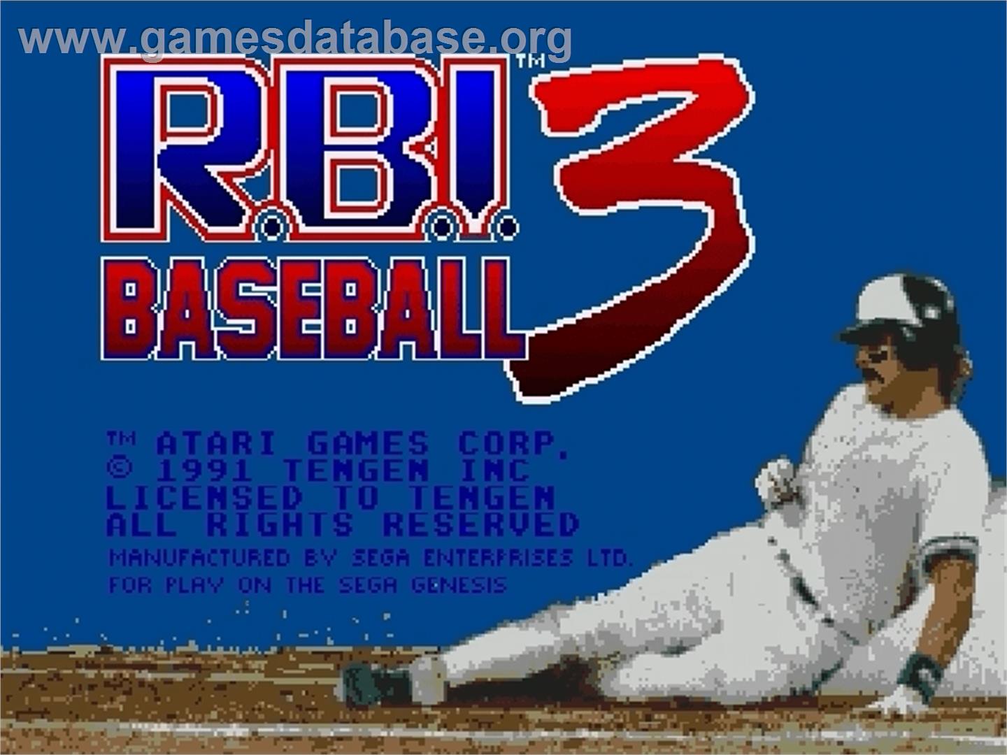 RBI Baseball 3 - Sega Genesis - Artwork - Title Screen