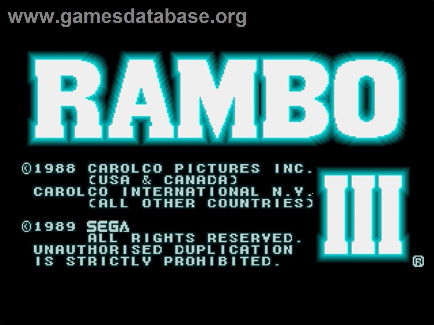 Rambo 3 - Sega Genesis - Artwork - Title Screen