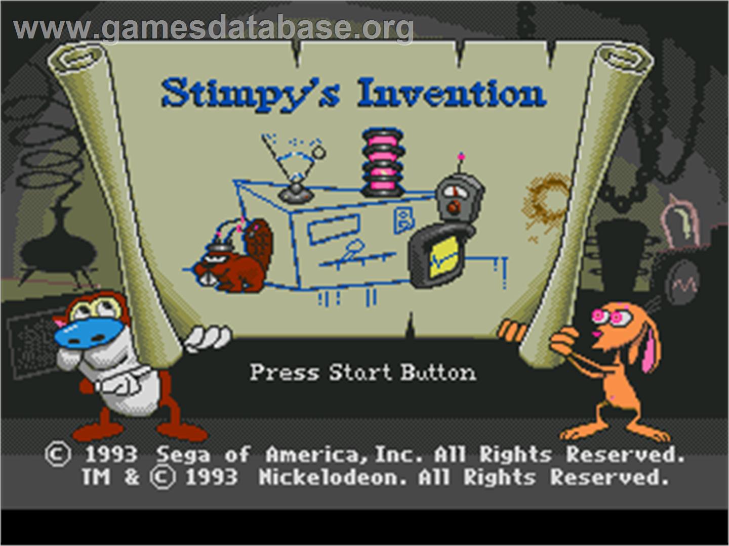 Ren And Stimpy Show Presents - Stimpy's Invention, The - Sega Genesis - Artwork - Title Screen