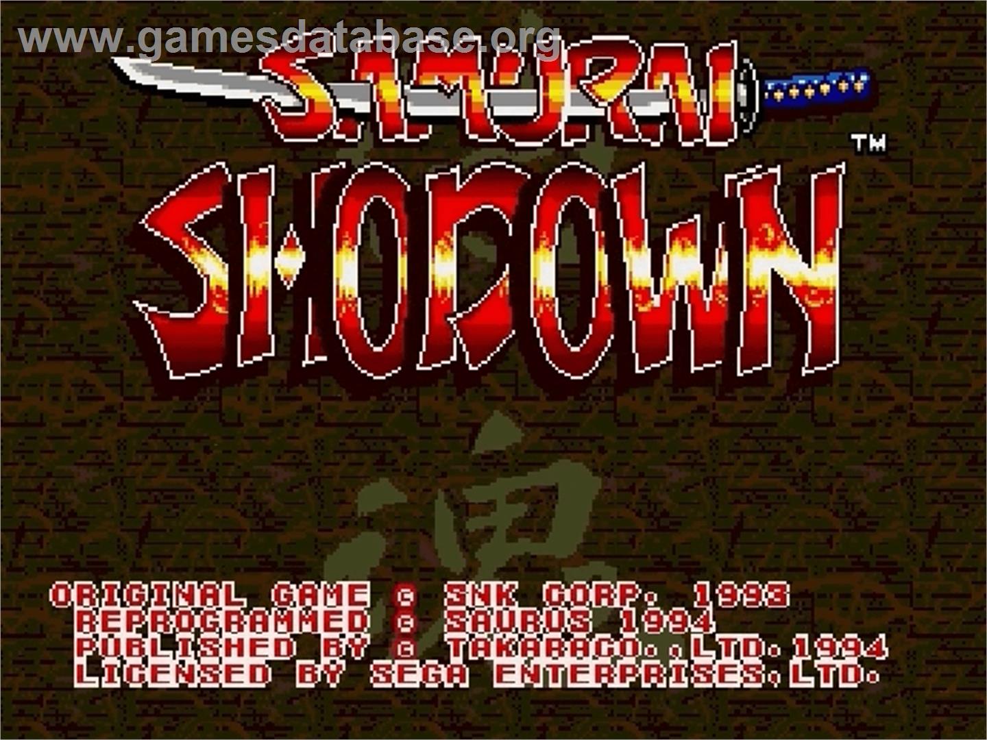Samurai Shodown / Samurai Spirits - Sega Genesis - Artwork - Title Screen