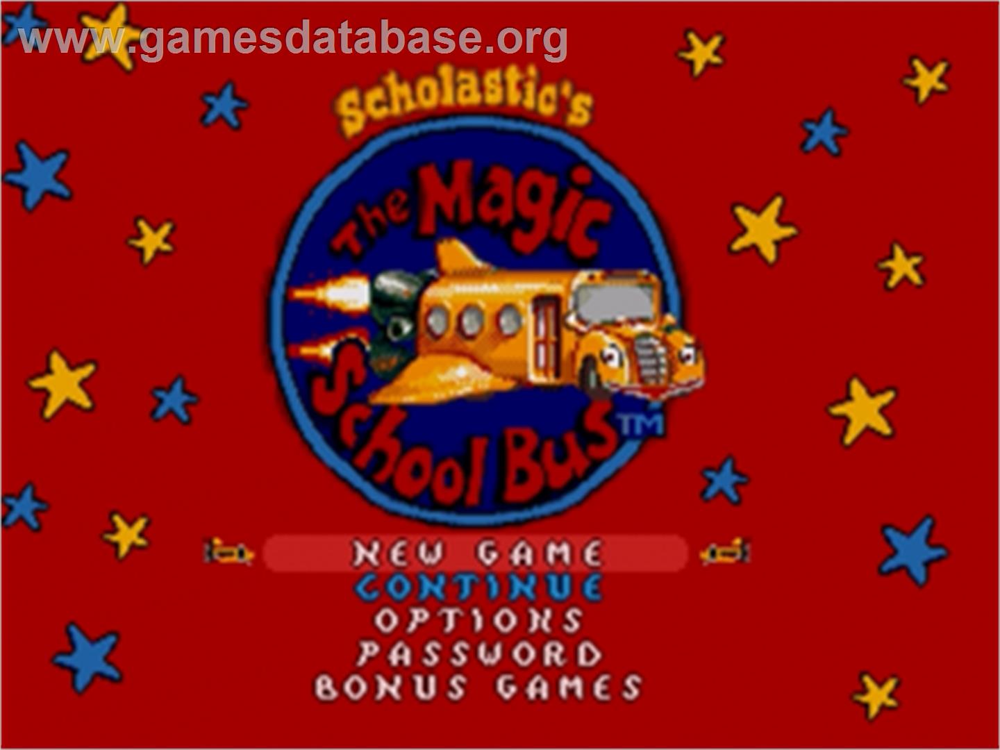 Scholastic's The Magic School Bus - Space Exploration Game - Sega Genesis - Artwork - Title Screen