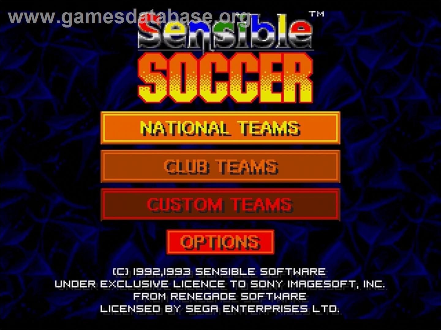 Sensible Soccer: European Champions: 92/93 Edition - Sega Genesis - Artwork - Title Screen