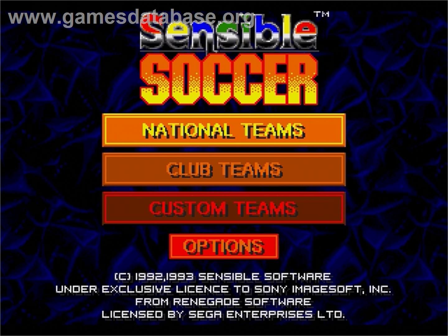 Sensible Soccer - European Champions - Sega Genesis - Artwork - Title Screen