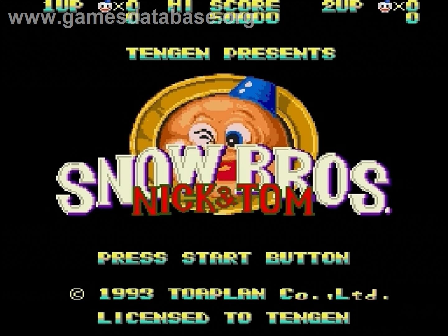 Snow Bros. Nick And Tom - Sega Genesis - Artwork - Title Screen