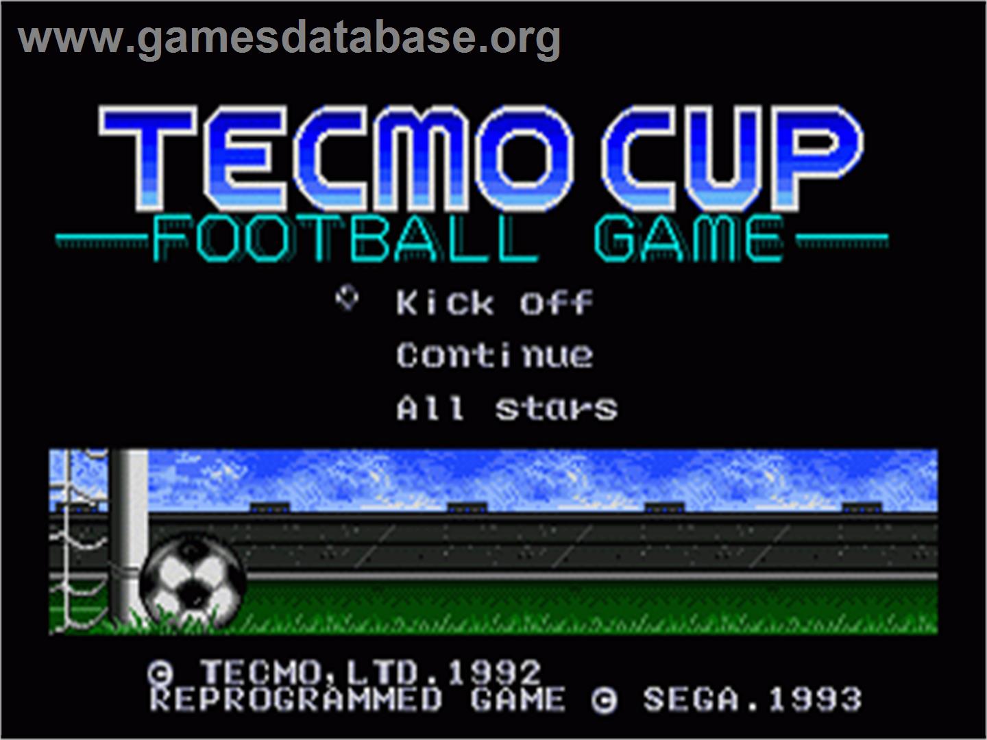 Tecmo Cup Football Game - Sega Genesis - Artwork - Title Screen