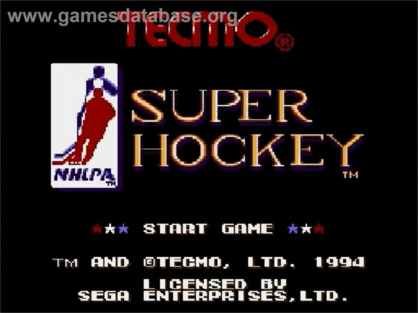 Tecmo Super Hockey - Sega Genesis - Artwork - Title Screen