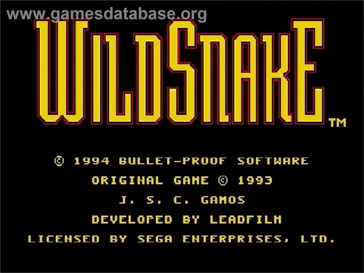 Wild Snake - Sega Genesis - Artwork - Title Screen