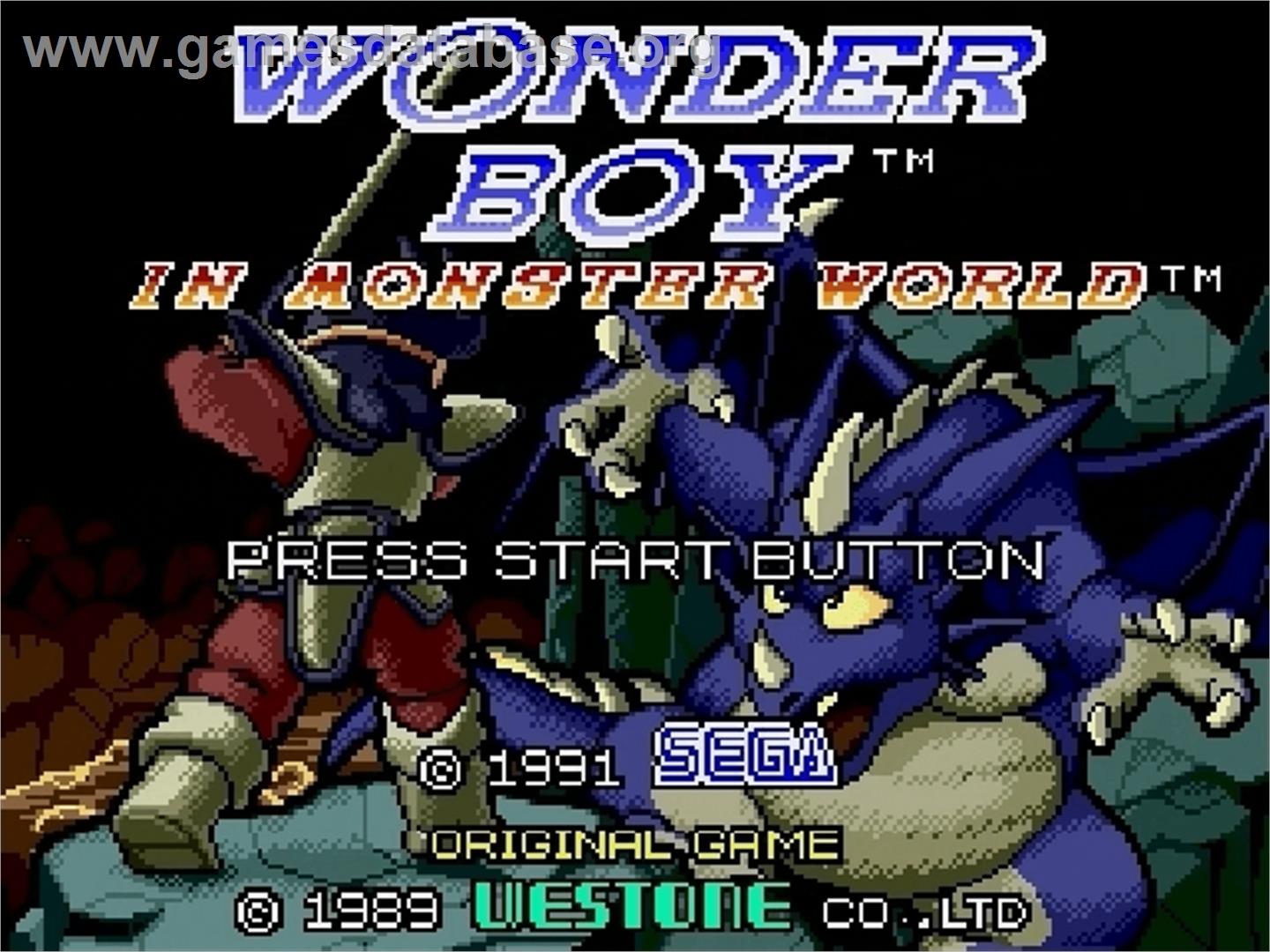 Wonder Boy in Monster World - Sega Genesis - Artwork - Title Screen