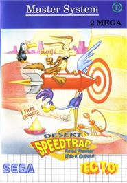 Box cover for Desert Speedtrap starring Road Runner and Wile E. Coyote on the Sega Master System.