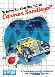 Box cover for Where in the World is Carmen Sandiego? on the Sega Master System.