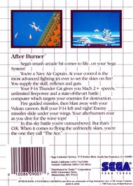 Box back cover for After Burner on the Sega Master System.