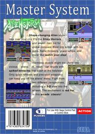 Box back cover for Alien Storm on the Sega Master System.